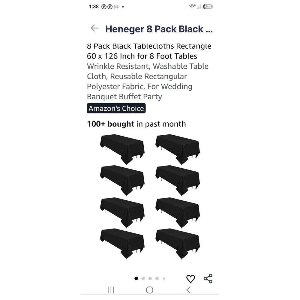 8-PACK 60 x 126 in. Rectangular Polyester Tablecloths for 8 ft. Tables BLACK